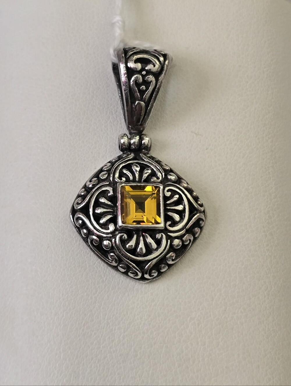 Sterling silver citrine Bali scroll artisan pendant qvc Ross-Simons
